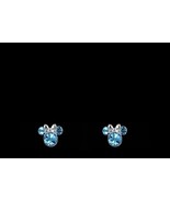 Disney Birthstone Stud Minnie Mouse Earrings Aquamarine Crystal (a) - £71.20 GBP