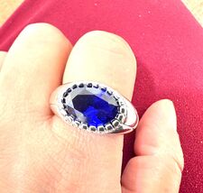 Men ring sapphire solid sterling silver 925 ring for men gemstone ring - $95.00