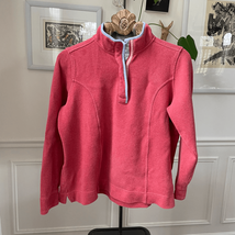 Orvis Quarter Zip Pink Cotton Pullover Top L - $350.71 MXN