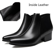 Genuine Leather Ankle Boots Men High Heels Mens Wedding Dress Shoes Business Off - £161.28 GBP