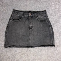 Forever 21 Womens Skirt Large Denim Black Above the Knee Pockets Casual Zip - $18.98