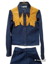 Antonio Guiseppe 70&#39;s Denim &amp; Leather Embroidered Jacket &amp; Pants Women&#39;s... - £394.76 GBP