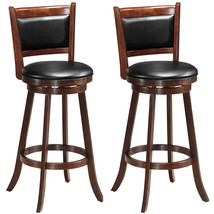 Costway Set of 2 29&quot; Swivel Bar Height Stool Wood Dining Chair Barstool Espresso - £238.95 GBP