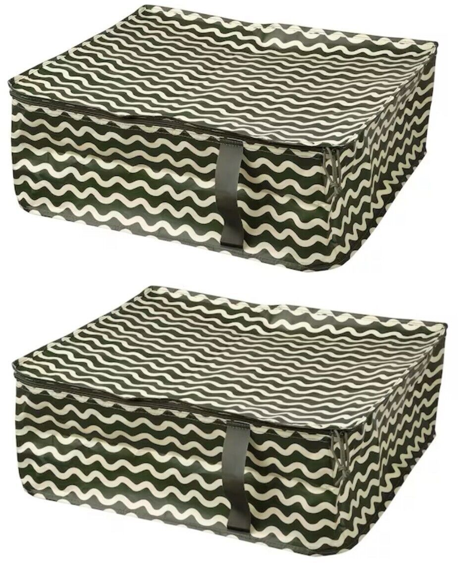 2 Pack Ikea Storage Case Off-White/Green 22x19x7" Under Bed Storage - $24.74