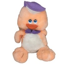 Vintage Peach Duck Plush Stuffed Animal Purple Hat Bowtie For Target 8&quot; - £30.40 GBP