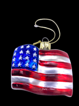 American Flag Christmas Ornament Lao Mai Mercury Glass 2.5&quot; x 2&quot; - $9.49