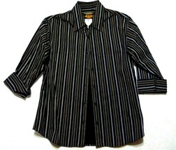 El General Brown Striped Button Up 1/2 Sleeve Shirt Mens Size L - £15.56 GBP