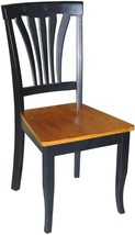 Set Of 2 East West Furniture Avon Dining Chairs With Wooden Seat And Black - $175.96