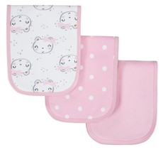 Gerber Organic Cotton Interlock Terry Burp Cloths, 3Pk (Baby Girl), Pink Cats - £9.21 GBP