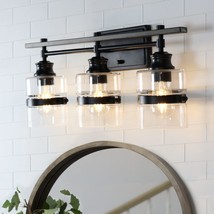 Farmhouse 3-lights Bathroom Dimmable Iron Black Vanity Lights Wall Sconc... - $120.77