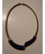 Napier Jet Necklace Gold Tone Black Resin Gas Pipe Omega Chain Vintage 80s - £46.25 GBP
