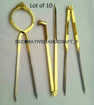Set of 3 Brass Pics Pencil Compass, Straight &amp; Round Divider Lot of 10 - $289.48
