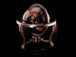 Spinning Globe with compass semi precious stone 14&quot; globe - claw foot stand / mo - £168.05 GBP