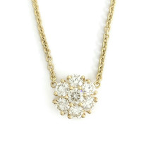 Authenticity Guarantee 
Round Cluster Flower Diamond Pendant Necklace 14K Yel... - £1,765.38 GBP