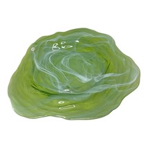 Vintage Green Art Glass Plate Large 15” Ecoglass Recycled Glass Decorati... - $45.00