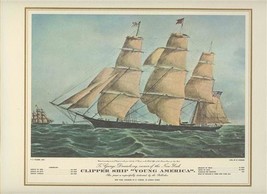 Pan American Menu Cover Clipper Ship Young America 1970 Currier &amp; Ives - £12.37 GBP