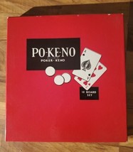 Vintage Pokeno Board Game Poker Keno Card 12 Boards and Chips Cincinnati Ohio - £18.96 GBP
