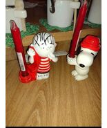 Vintage Hallmark Snoopy Linus Peanuts Candle Holders  8&quot; Tall - $37.95