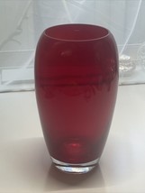 Collectible Ruby Red &amp; Crystal Blown Glass Vase -Height 9 Inches - £13.96 GBP