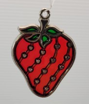 MM) Vintage Suncatcher Stained Acrylic Glass Strawberry Hanging Ornament - $181.68 MXN