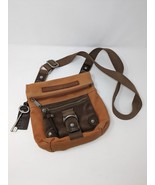 Fossil Vintage Canvas Crossbody Purse Orange Brown Floral Lining Buckle ... - $23.22