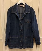 Vintage Bill Blass Blue Denim Chore Jacket 1X Plus Size Workwear Barn Coat - $69.72 CAD