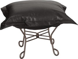 Pouf Ottoman Howard Elliott Avanti Black Faux Leather Polyurethane Poly - £550.75 GBP