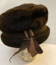 Princess Genuine Lustre Hares Fur Hat Ladies Brown Ribbon Box Famous Hats - £30.75 GBP