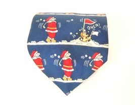 Mens Silk Tie AMERICAN TRADITIONS SANTA GOLFING Novelty Necktie USA Chri... - £7.72 GBP