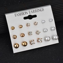 Modyle New  Gold Stud Earring Set 29 Styles Rhinestone imitation Pearl Earrings  - £9.49 GBP