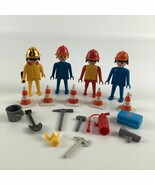 Playmobil Emergency Crew Action Figures Toy Lot Fireman Safety Cones Vin... - $20.16