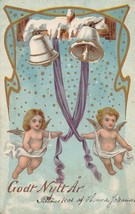 Gott Nytt år - Happy New Year - Cherubs - BELLS~1900s Swedish Postcard - £7.72 GBP