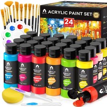 Artify 40-Piece Acrylic Paint Set with Brushes, Knives, and Palette - 24 Vibrant - $116.81