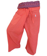 FIS03 orange -Yoga Sport Wrap Trousers Fisherman Thailand Cotton Fisherp... - $19.99