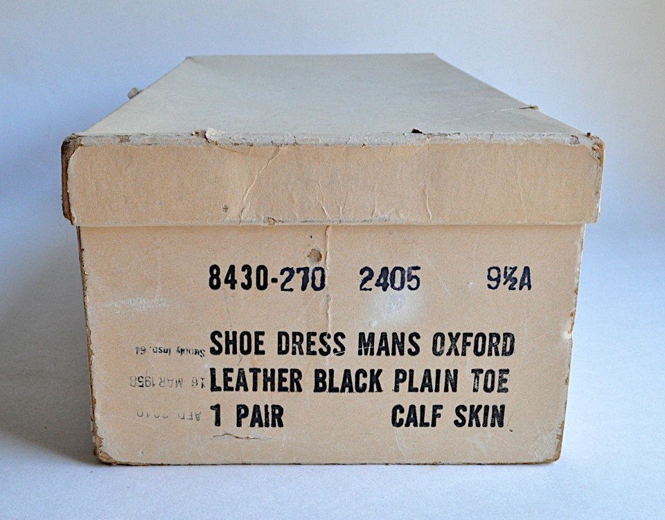 1956 Black Calf Dress Uniform Oxford Shoes 9 1/2 A USAF McCan McElwain 50s VTG Item image 2
