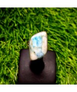 Larimar Ring | Natural Blue Gemstone Sterling Silver Ring | Adjustable B... - $934.70 MXN