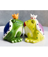 Ebros Frog Prince And Princess Kissing Ceramic Magnetic Salt And Pepper ... - $16.99