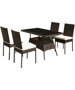 5 Pieces Rattan Dining Set Glass Table High Back Chair - Color: Brown - $8,110.85 MXN