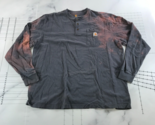 Carhartt Henley Shirt Mens Extra Large Grey Front Pocket Long Sleeve Dis... - £14.56 GBP