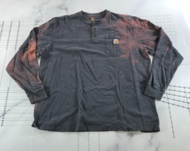 Carhartt Henley Shirt Mens Extra Large Grey Front Pocket Long Sleeve Dis... - $18.49