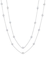 Authentic Crislu 4 mm Bezel Set Long Necklace (24&quot;), Platinum - £121.07 GBP