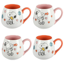 Peanuts Mothers Baby 4 Piece 20 Ounce Stoneware Belly Mug Set in Orange ... - $63.49
