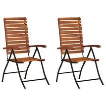 2 pcs Reclining Garden Chairs Solid Acacia Wood - £97.62 GBP