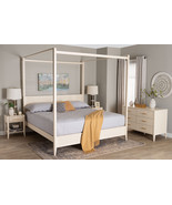 Albert Ivory Fluted Wood King Size 4Pc Canopy Bedroom Set - $29,967.46 MXN
