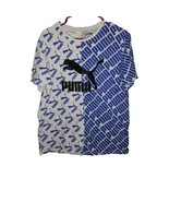 Puma Mens Large T-shirt Blue &amp; White, Black Vinyl Puma Logo Middle Seam ... - $468.99 MXN
