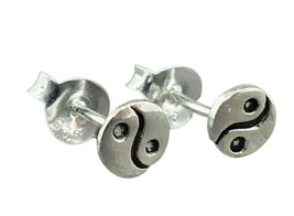 Yin Yang Stud Earrings Unisex Universal Harmony 925 Sterling Silver &amp; Gift Boxed - £7.48 GBP