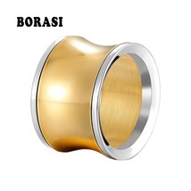 Classic Design Gold Silver Color Smooth Stainless Steel Ring For Men And Women T - £8.81 GBP