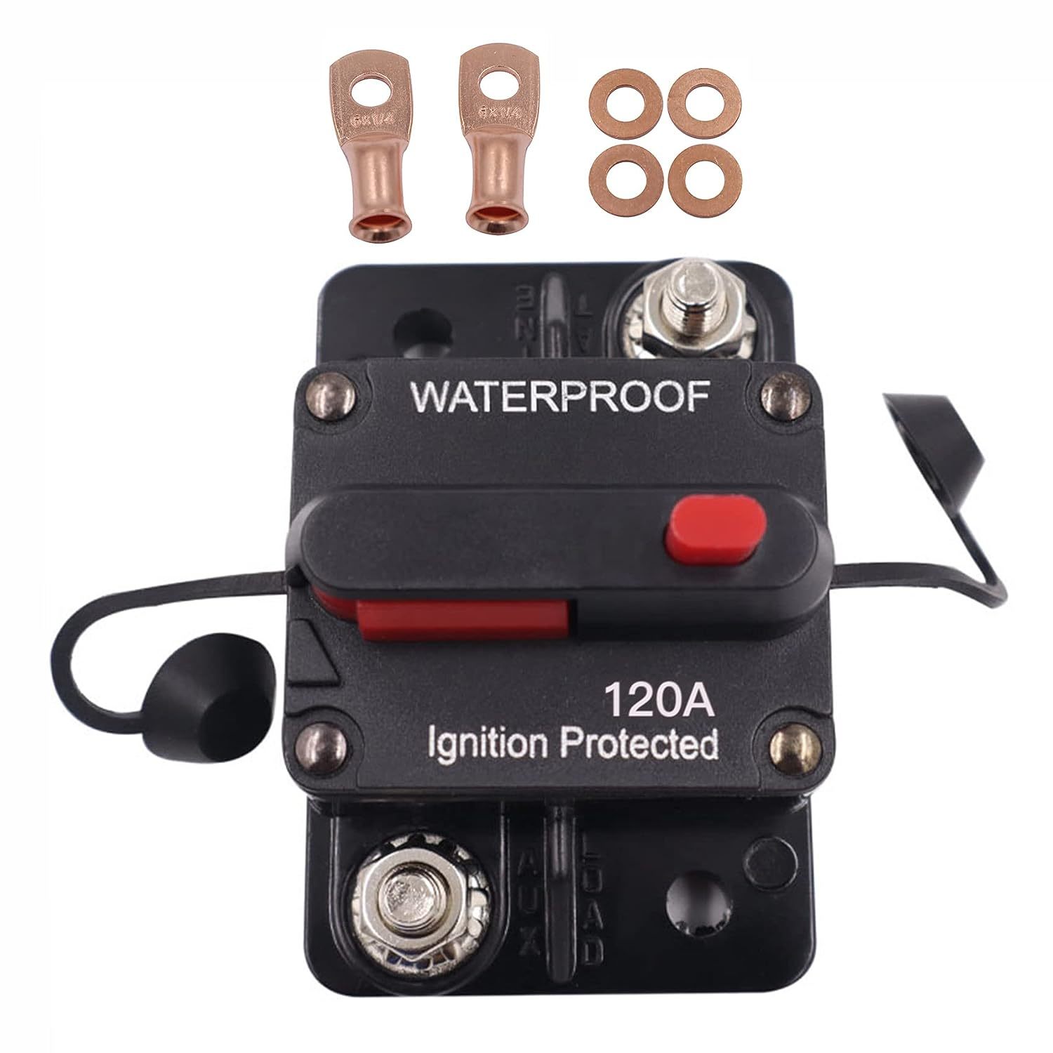 Jacaween 120 Amp Waterproof Circuit Breaker, With Manual Reset, 12V-48V,... - $33.98