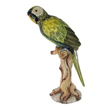 Vintage Giovanni Ronzan Green Parrot Figurine On Tree Stump Made In Italy Cerami - £280.46 GBP