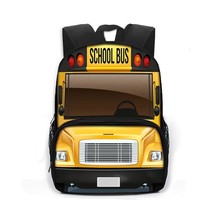 Cartoon School Bus Print Backpack for Teenagers Fire Engine Truck Schoolbags Chi - £63.32 GBP